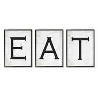 A Stupell indítók enni enni a hagyományos tipográfia kifejezést, minimális farmhoe konyha, 14, betűvel és bélelt tervezéssel