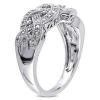 Miabella női karátos T.W. Gyémánt sterling ezüst fonott gyűrű