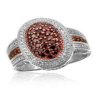 1. Carat T.W. Piros és fehér gyémánt sterling ezüst gyűrű