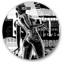 Designart 'Fekete -fehér kiborg test i' Modern körfém fali művészet - 23 -as lemez
