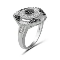 JewelersClub 1. Carat T.W. Fekete -fehér gyémánt sterling ezüst ékszerkészlet