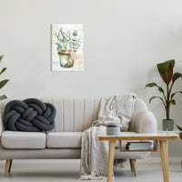 A Stupell Live egyszerűen cserepes eukaliptusz növényi növényi és virágfestés fali plakk, keret nélküli művészet fali művészet