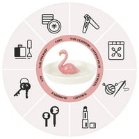Kerámia ékszer edénytálca éjjeliszekrényhez és hiúsághoz, flamingó