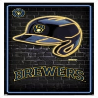 Milwaukee Brewers - Neon sisak fali poszter, 22.375 34 keretes