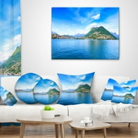 Designart Lugano -tó Ticino Panorama - Tengerparti dobás párna - 16x16