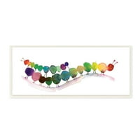 Stupell Industries Rainbow Worms Aranyos akvarell festmény fal plakk, Maria Carluccio