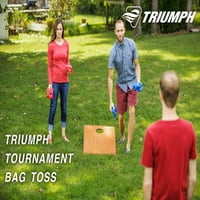 Triumph Tournament Bean Bag Toss játék két fából készült Hordozható Játékplatformokkal összecsukható lábakon és nyolc Dobózsákkal
