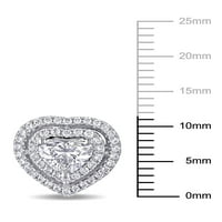 1- Carat T.W. Gyémánt 14KT fehérarany szív fülbevalók