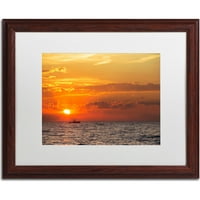 Védjegy Képzőművészet Halászcsónak naplemente vászon művészete: Jason Shaffer, Fehér Matt, Wood Frame