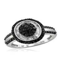 JewelersClub sterling ezüst karátos fekete -fehér gyémánt gyűrű nők számára