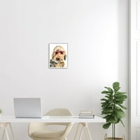 Szórakoztató terrier kutya piros szemüveg állatok és rovarok grafikus fehér keretes művészeti nyomtatási fal művészet