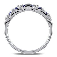 Miabella női CT zafír- és gyémánt akcentus 10 kt fehér arany örökkévalóság évforduló gyűrű