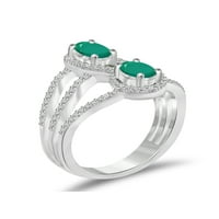 JewelersClub smaragd gyűrűs születési kövek ékszerek - 0. karátos smaragd sterling ezüst gyűrűs ékszerek fehér gyémánt akcentussal
