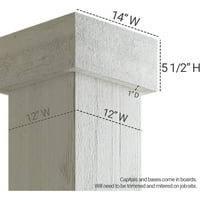 Ekena Millwork 12 W 4'H durva fűrészelt endurathane fau fa nem társított négyzetoszlopos oszlopok, standard tőkével és bázissal