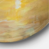 Designart 'Absztrakt sárga naplemente a horizonton' tengeri és parti körfém fali művészet - 23 -as lemez