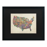 Képzőművészet „amerikai városok szöveges térképe” vászon művészete, Michael Tompsett művészete