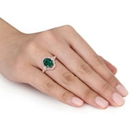 Miabella női 3- Karáttal készített smaragd karátos gyémánt 10KT rózsa arany halo koktélgyűrű