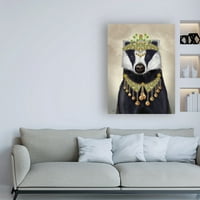 Védjegy Szépművészet „Badger a tiarával, portré” vászon művészet, Fab Funky