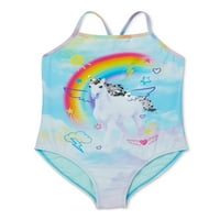 Wonder Nation Girls Rainbow Unicorn egyrészes fürdőruhát