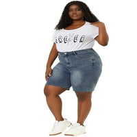 Egyedi olcsón női Molett méretű farmer rövidnadrág Slash Pocket Capri Jeans