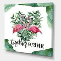Designart 'Eucalyptus levelek Flamingo Floral Heart' Hagyományos vászon fal art nyomtatás