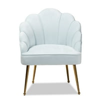 Baxton Studio Cinzia glam és luxus világoskék bársony szövet kárpitozott arany kész kagyló alakú ékezetes szék