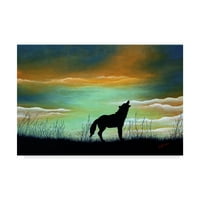 Védjegy Szépművészet 'Lone Wolf Silhouette' vászon Art készítette: Carol J Rupp