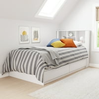 Pihenés Haven fa platform ágy fiókokkal és tároló fejtámlával, iker, fehér