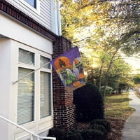 Carolines kincsek PPP3177CHF Scottie Halloween kísértetjárta ház zászló vászon ház mérete nagy, többszínű