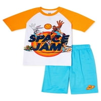 Space Jam fiú póló és rövidnadrág pizsama szett, méretek 4-12
