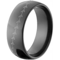Félkerekű fekete cirkónium gyűrű baseball lézert varrással a gyűrű körül