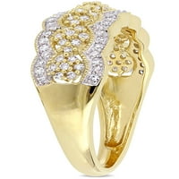 Carat T.W. Gyémánt 10KT sárga arany szüreti virág évforduló gyűrű