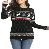 Chama karácsonyi jumper női legénység nyakú rénszarvas hópelyhek pulóverek