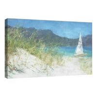 Masterpiece Művészeti Galéria Yacht a parton várja a Noah Bay Canvas Art Print 24 36
