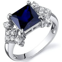 2. A CT hercegnő vágott kék zafír gyűrű sterling ezüstben készített