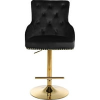 Meridian bútor fekete bársony állítható széklet arany kivitelben