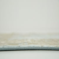 Egyedi szövőszék beltéri téglalap alakú virágos hagyományos terület szőnyegek kék bézs off-fehér, 5 '8' 0