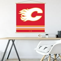 Calgary Flames-Logo fali poszter fa mágneses kerettel, 22.375 34