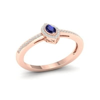 Császári drágakő 10k rózsa arany marquise vágott kék zafír 1 10ct tw gyémánt halo női gyűrű