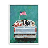 Stupell Industries Friss állatok kisteherautó hullámzó zászló kerekes falművészet, 20, a fehér létra tervezése