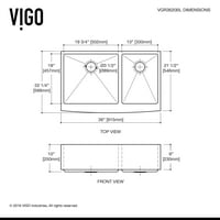 Vigo All-in-One 36 parasztház rozsdamentes acél dupla tál konyhai mosogató és króm csaptelepkészlet