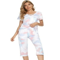 Egyedi alku nők női nyakkendő Nightwear Lounge PJ -k capri nadrággal