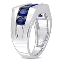 1- Carat T.G.W. Létrehozta a kék zafír sterling ezüst férfi gyűrűjét
