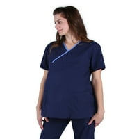 Zseb, modern testreszabott illeszkedés Mock Wrap Medical Aryanity Scrub Top 9590