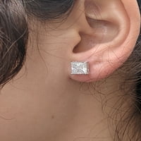 Twobirch karát harmat hercegnő vágott Moissanite Stud fülbevalók 18 ezer fehéraranyban vannak beállítva