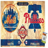 Rivalries - New York Mets vs Philadelphia Phillies Wall poszter pushpins, 22.375 34