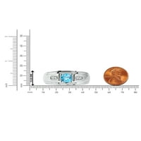 Császári drágakő sterling ezüst kerek vágott svájci kék topaz és 1 20 kt Tw gyémánt férfi gyűrű