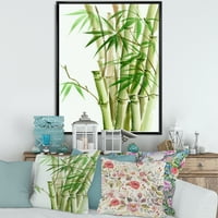 Designart 'A sötétzöld bambusz és a levelek részletei ii' hagyományos keretes vászon fali művészet