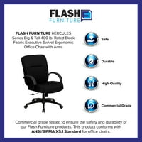 Flash bútorok HERCULES sorozat nagy & magas lb. Névleges Fekete Szövet Executive forgatható ergonomikus irodai szék karokkal