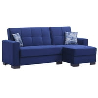 Ottomanson Origins kabrió L alakú szekcionált kanapé, kék mikroszálas